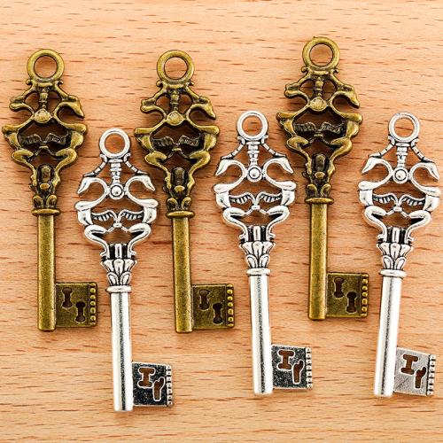 Zinc Alloy Key riipukset, Sinkkiseos, Avain, päällystetty, tee-se-itse, enemmän värejä valinta, 49x15mm, 100PC/laukku, Myymät laukku