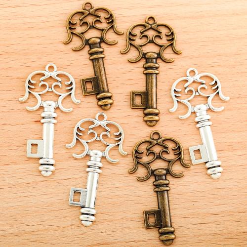 Zinc Alloy Key riipukset, Sinkkiseos, Avain, päällystetty, tee-se-itse, enemmän värejä valinta, 51x28mm, 100PC/laukku, Myymät laukku