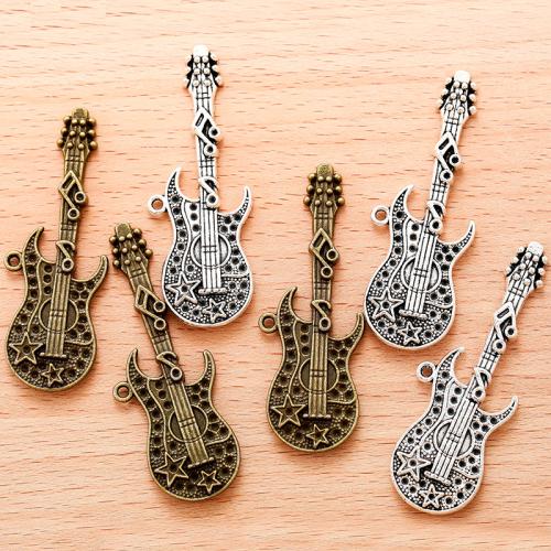 Musical Instrument Shaped Zinc Alloy Pendler, Guitar, forgyldt, du kan DIY, flere farver til valg, 56x20mm, 100PC/Bag, Solgt af Bag