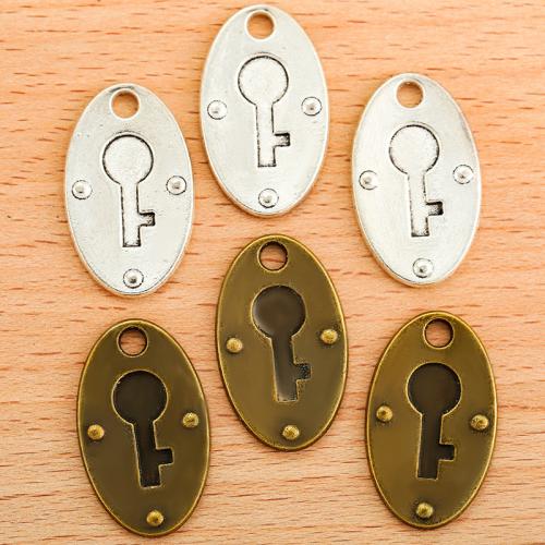 Zinc Alloy Key Pendler, forgyldt, du kan DIY, flere farver til valg, 27x16mm, 100PC/Bag, Solgt af Bag