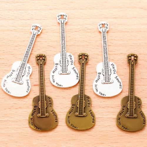 Musical Instrument Shaped Zinc Alloy Pendler, Guitar, forgyldt, du kan DIY, flere farver til valg, 32x23mm, 100PC/Bag, Solgt af Bag