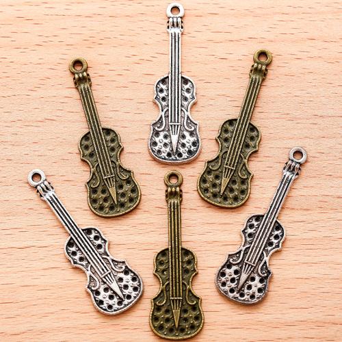 Instrument muzyczny w kształcie wisiorki ze stopów cynku, Stop cynku, Gitara, Powlekane, DIY, dostępnych więcej kolorów, 42x13mm, 100PC/torba, sprzedane przez torba