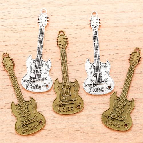 Musical Instrument Shaped Zinc Alloy Pendler, Guitar, forgyldt, du kan DIY, flere farver til valg, 68x25mm, 100PC/Bag, Solgt af Bag