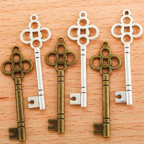 Zinc Alloy Key Pendler, Nøgle, forgyldt, du kan DIY, flere farver til valg, 47x15mm, 100PC/Bag, Solgt af Bag