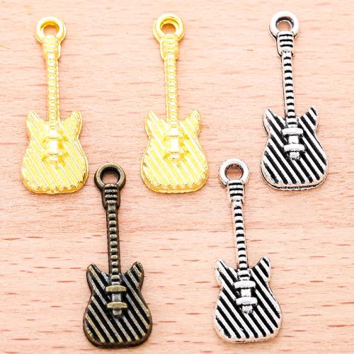 Musical Instrument Shaped Zinc Alloy Pendler, Guitar, forgyldt, du kan DIY, flere farver til valg, 25x9mm, 100PC/Bag, Solgt af Bag