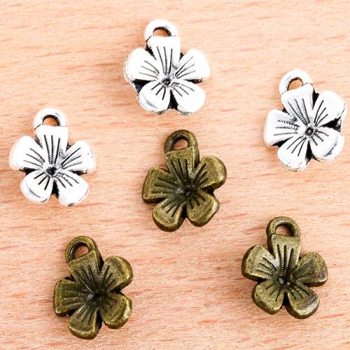 Sinc Alloy Flower Pendants, plátáilte, DIY, dathanna níos mó le haghaidh rogha, 11x9mm, 100PC/Mála, Díolta De réir Mála