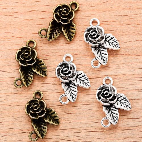 Cvjetni Zinc Alloy priključak, Cink Alloy, Rose, pozlaćen, možete DIY & 1/1 petlje, više boja za izbor, 20x14mm, 100PC/Torba, Prodano By Torba