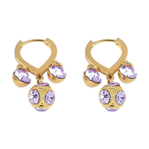 Zinc Alloy Drop Earring, gold plated, voor vrouw & met strass, 20x25mm, Verkocht door pair