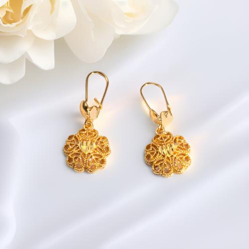 銅 ドロップイヤリング, 花形, ゴールドメッキ, 女性用 & くり抜き, earring length 40-60mm, 売り手 ペア