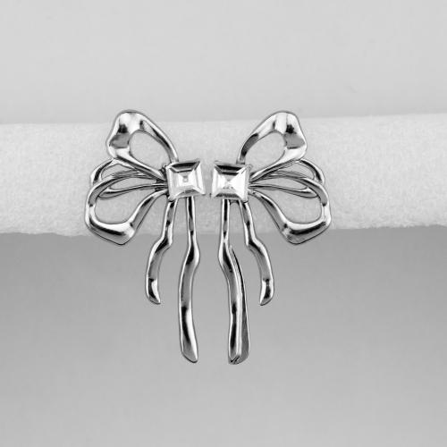 Stainless Steel Stud Øreringe, 304 rustfrit stål, Bowknot, mode smykker & for kvinde & med rhinestone, flere farver til valg, 40mm, Solgt af par