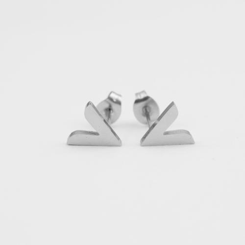 Nerezová ocel náušnice, 304 Stainless Steel, Písmeno V, módní šperky & pro ženy, 8.20x8.30mm, Prodáno By Pair