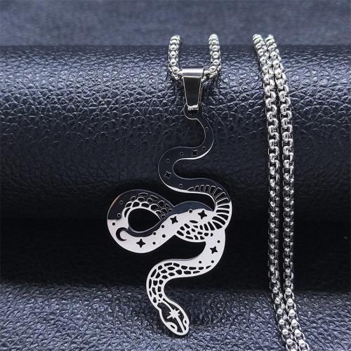 Nehrđajući čelik Chain Necklace džemper, 304 nehrđajućeg čelika, Zmija, modni nakit & bez spolne razlike, više boja za izbor, 46x26mm, Dužina Približno 60 cm, Prodano By PC