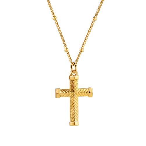 Stainless Steel Jewelry Necklace 304 Stainless Steel with 5cm extender chain Cross fashion jewelry & for woman golden Sold Per Approx 40 cm Strand