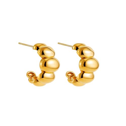 Stainless Steel Stud Earrings 304 Stainless Steel 18K gold plated fashion jewelry & for woman golden Sold By Pair