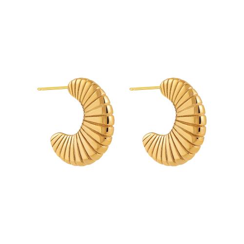 Stainless Steel Stud Earrings 304 Stainless Steel 18K gold plated fashion jewelry & for woman golden Sold By Pair