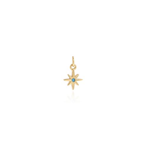 Messing hangers, Acht Point Star, gold plated, DIY, nikkel, lood en cadmium vrij, 12.50x7x1.20mm, Verkocht door PC