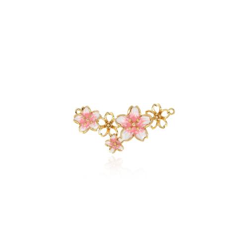 Brass Sieraden Sluitingen, Messing, Plum Blossom, gold plated, DIY & glazuur & 1/1 lus, nikkel, lood en cadmium vrij, 40x16.50x4mm, Verkocht door PC