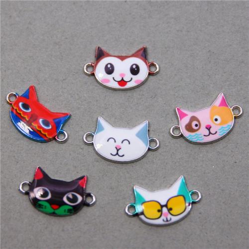 Animal Zinc Alloy Connector Cat plated DIY & enamel & 1/1 loop nickel lead & cadmium free Approx Sold By Bag