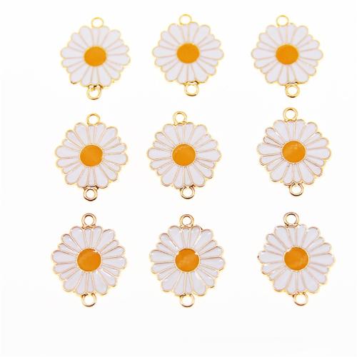 Blomst zink legering stik, Zinc Alloy, Daisy, guldfarve belagt, du kan DIY & emalje & 1/1 løkke, nikkel, bly & cadmium fri, 24x8x3mm, Ca. 100pc'er/Bag, Solgt af Bag