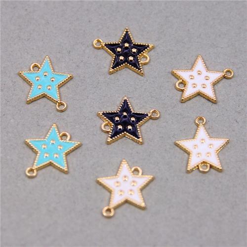 Star Zinc Alloy priključak, Cink Alloy, Zvijezda, zlatna boja pozlaćen, možete DIY & emajl & 1/1 petlje, više boja za izbor, nikal, olovo i kadmij besplatno, 15x15mm, Približno 100računala/Torba, Prodano By Torba