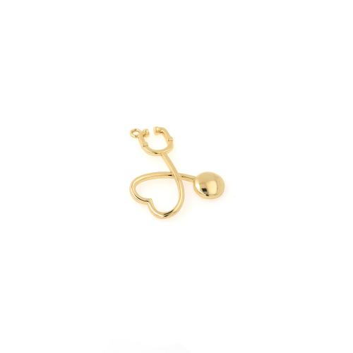 Brass Jewelry Pendants Stethoscope gold color plated DIY nickel lead & cadmium free Sold By PC