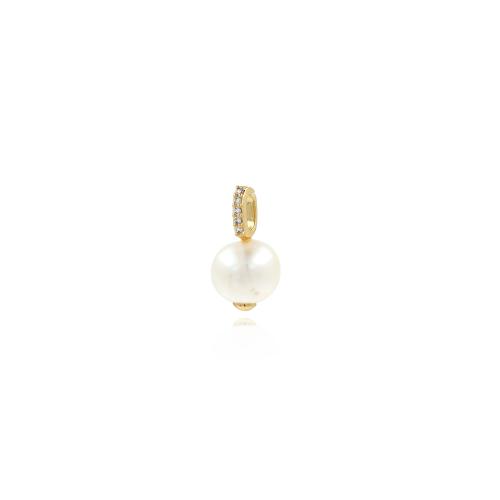 Messing hanger met micro-paved kubieke zirconia's, met Plastic Pearl, gold plated, DIY & micro pave zirconia, nikkel, lood en cadmium vrij, 16.50x9x8mm, Verkocht door PC