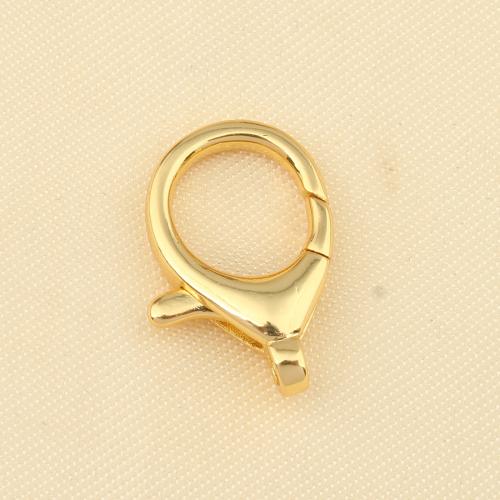 Brass Homár Kapcsos, Sárgaréz, arany színű aranyozott, DIY, nikkel, ólom és kadmium mentes, 20x15x1.80mm, Által értékesített PC