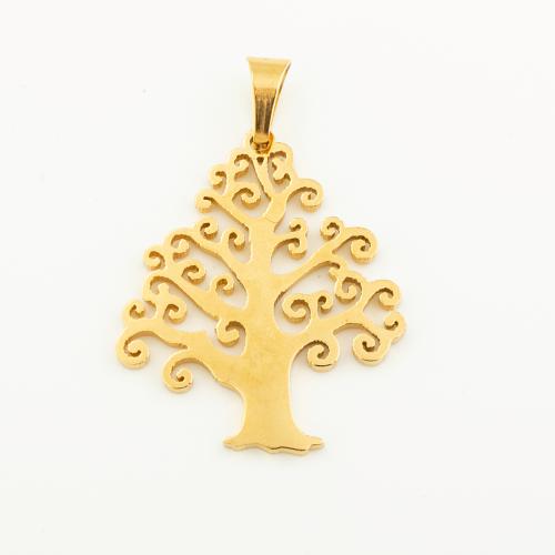 Stainless Steel Pendants 304 Stainless Steel Tree Vacuum Ion Plating DIY & hollow gold Approx 5mm Sold By PC