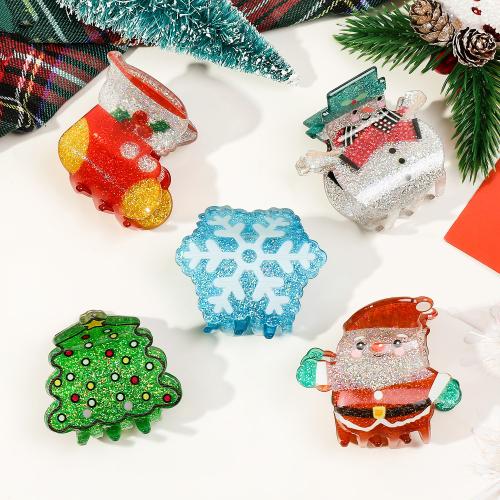 Hair Claw Clips Plastic handmade Christmas Design & for woman Sold By PC