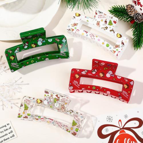 Hair Claw Clips Plastic Square handmade Christmas Design & for woman & hollow Sold By PC