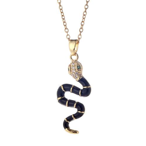 Collier en laiton cubique Zircon Micro Pave, serpent, Placage, pavé de micro zircon & pour femme & émail, plus de couleurs à choisir, Longueur Environ 41-50 cm, Vendu par PC