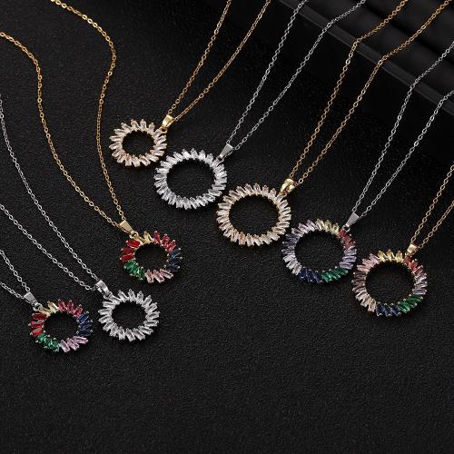 Collier en laiton cubique Zircon Micro Pave, Placage, styles différents pour le choix & pavé de micro zircon & pour femme, plus de couleurs à choisir, Longueur Environ 41-50 cm, Vendu par PC