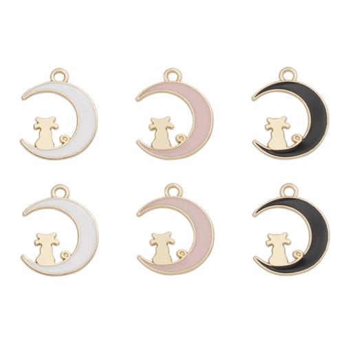 Zinc Alloy Moon Pendler, du kan DIY & emalje, flere farver til valg, 13x17mm, 10pc'er/Bag, Solgt af Bag