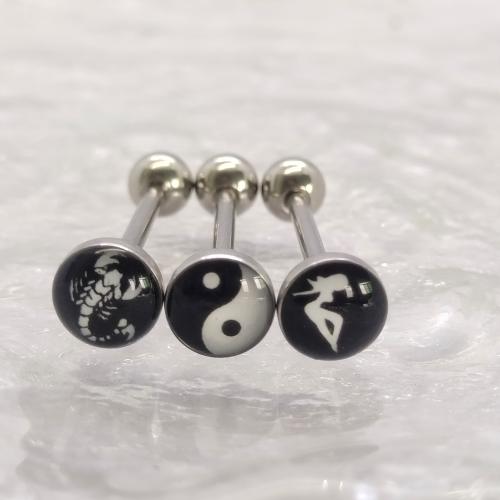 Fashion Personlighed Body Piercing Smykker Og Tilbehør, Titanium Stål, epoxy sticker, Unisex & forskellig størrelse for valg & forskellige design til valg, flere farver til valg, Solgt af PC