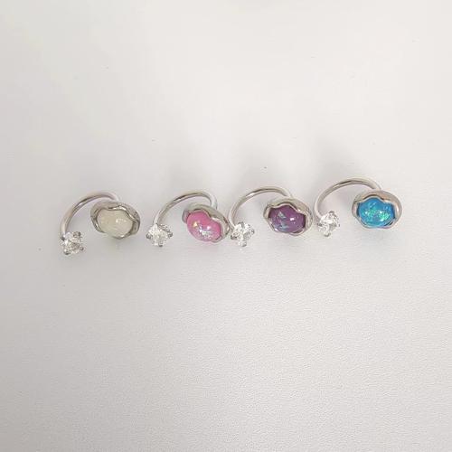 Stainless Steel Lip Ring 304 Stainless Steel with Opal Unisex Sold By PC