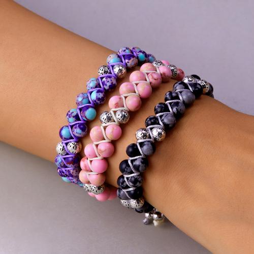 Gemstone Bracelets with Knot Cord Double Layer & Adjustable & for woman Sold By PC