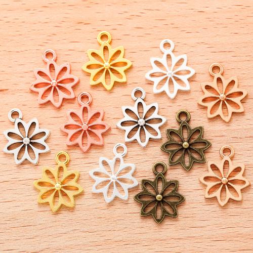 Sinc Alloy Flower Pendants, plátáilte, DIY, dathanna níos mó le haghaidh rogha, 18x15mm, Díolta De réir PC