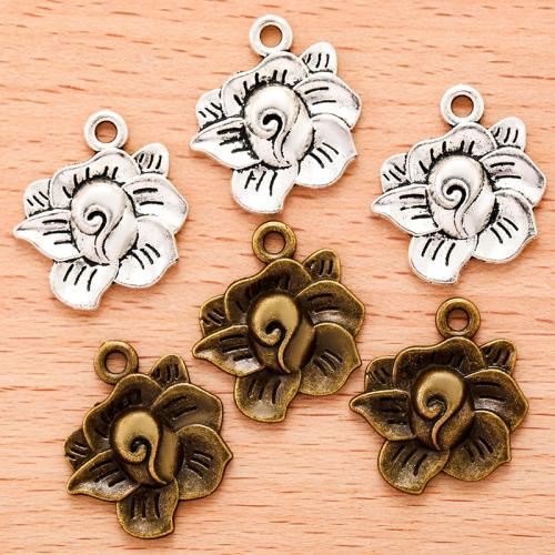 Sinc Alloy Flower Pendants, plátáilte, DIY, dathanna níos mó le haghaidh rogha, 21x19mm, Díolta De réir PC