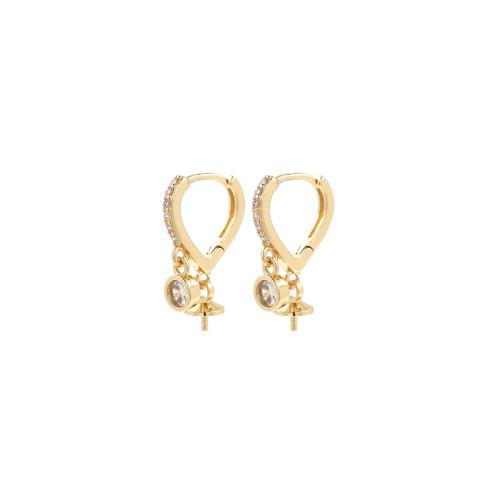 Messing Hoop Earring Components, gold plated, DIY & micro pave zirconia & voor vrouw, nikkel, lood en cadmium vrij, 22.50x14.50x2mm, Verkocht door pair