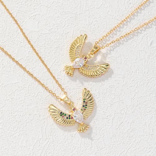 Cubic Zircon Micro Pave Brass Necklace Bird plated micro pave cubic zirconia & for woman Sold By PC