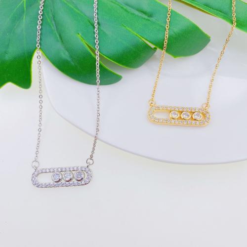 Cubic Zircon Micro Pave Brass Necklace plated micro pave cubic zirconia & for woman Length Approx 21-50 cm Sold By PC