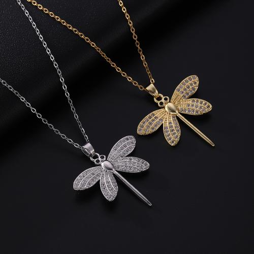 Kubieke Zirkoon Micro Pave Brass Ketting, Messing, Dragonfly, plated, micro pave zirconia & voor vrouw, meer kleuren voor de keuze, Verkocht door PC