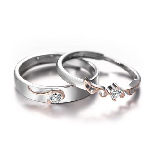 Kubisk Circonia Micro bane messing Ring, Unisex & forskellige stilarter for valg & Micro Pave cubic zirconia, sølv, Solgt af PC