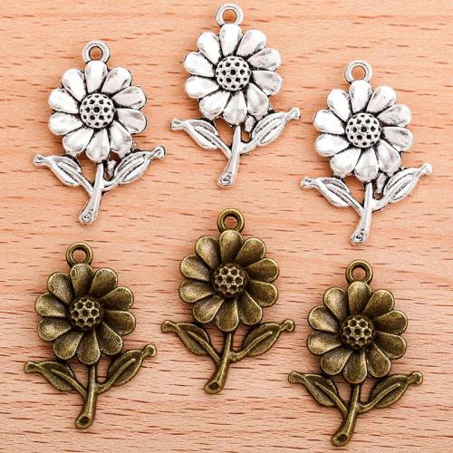 Zinc Alloy Flower Pendler, Solsikke, forgyldt, du kan DIY, flere farver til valg, 27x19mm, Solgt af PC