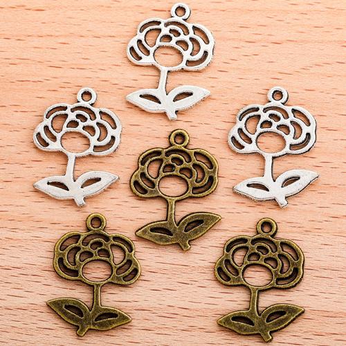 Zinc Alloy Flower Pendler, forgyldt, du kan DIY & hule, flere farver til valg, 25x18mm, Solgt af PC