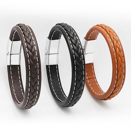 Bracelets cordon PU, alliage de zinc, avec cuir PU, Placage, unisexe, plus de couleurs à choisir, protéger l'environnement, sans nickel, plomb et cadmium, Longueur 21 cm, Vendu par PC