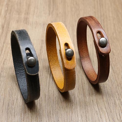 PU Leather Cord Bracelets Zinc Alloy with PU Leather plated for man nickel lead & cadmium free Length 20.5 cm Sold By PC