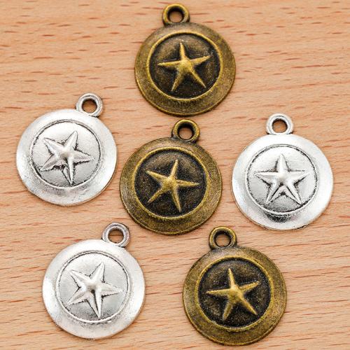 Zinc Alloy Star Pendant Round plated DIY Sold By PC