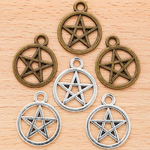 Sinkkiseos Star riipus, Pentagram, päällystetty, tee-se-itse, enemmän värejä valinta, 25x20mm, Myymät PC