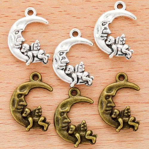 Zinc Alloy Moon Pendler, forgyldt, du kan DIY, flere farver til valg, 22x15mm, Solgt af PC